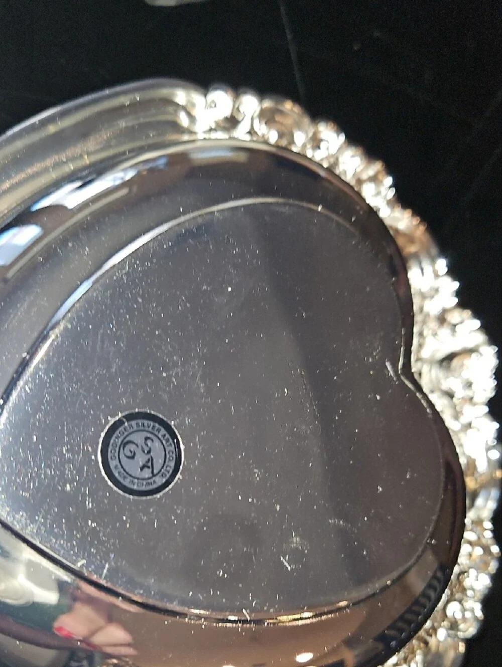 Ornate Heart-Shaped Silver Serving Dish